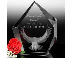 3d engraved crystal hexagon award
