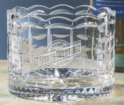 Deep Engraved Crystal Wine Caddy Scalloped Rim