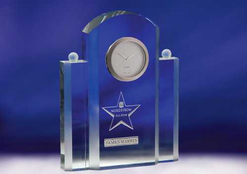 Engraved Crystal Clocks for retirement and more