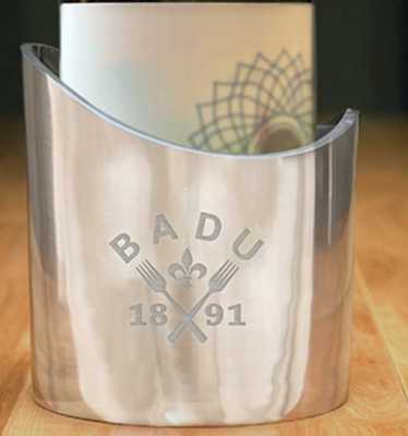 Engraved Stainless Steel Caddy - Deco