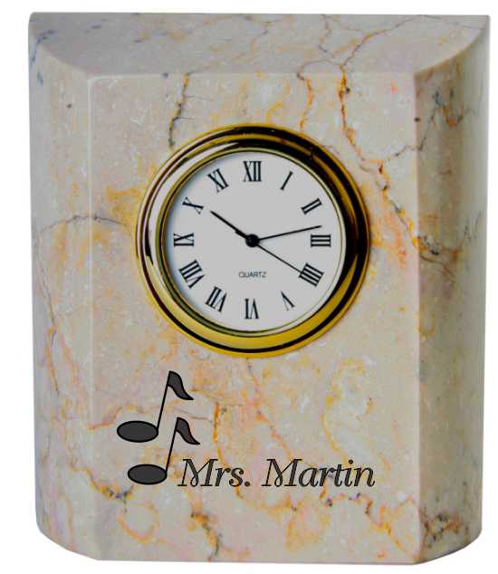 Personalized Engraved white marble clock