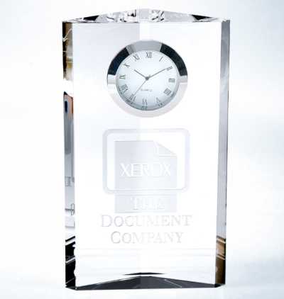 Personalized Engraved 7inch Crystal Clock Triune