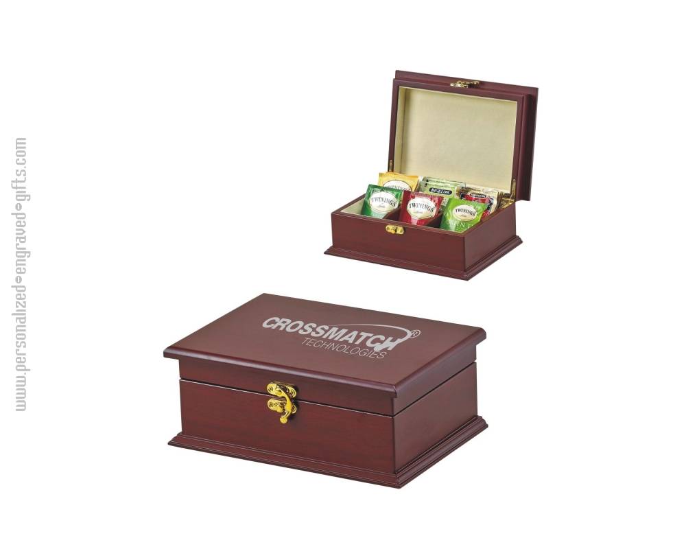Personalized Engraved Rosewood Tea box with Logo
