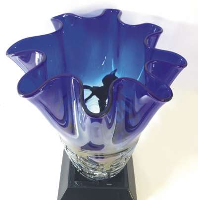 Top View of Engraved Art Glass Vase