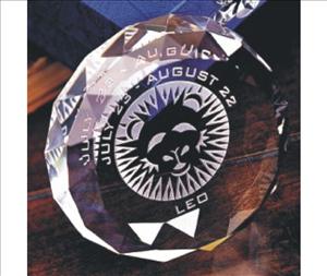 Engraved crystal circle paperweight