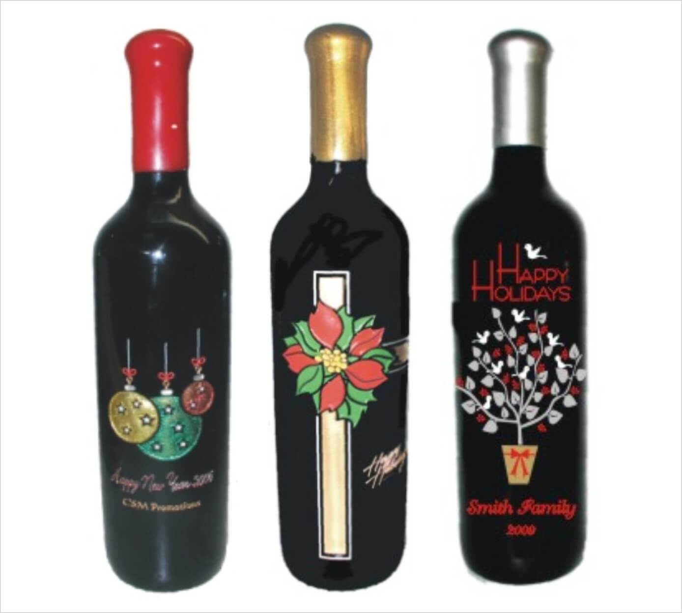 Holiday-Christmas Engraved Wine Bottles
