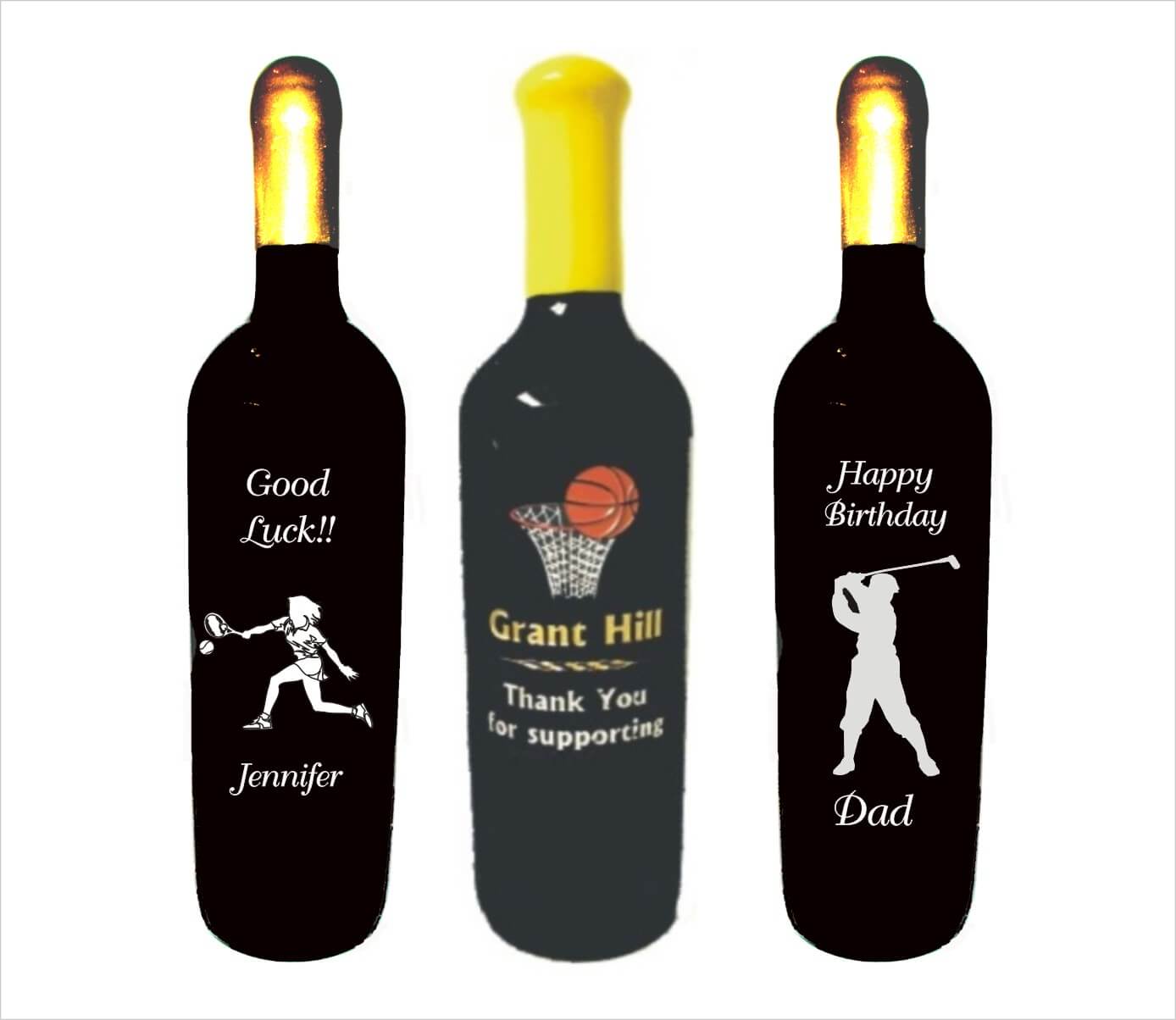 Sport Themed Custom Engraved Wine Bottles