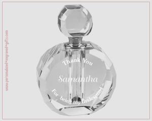 Crystal Perfume Bottle Engraved to Thank Bridesmaids