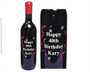 Happy Birthday Stars Design in Engraved Wine Bottle
