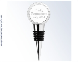 Engraved Crystal Golf Ball Wine Stopper 