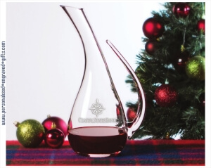 Holiday 54oz Engraved Crystal Decanter with Handle 