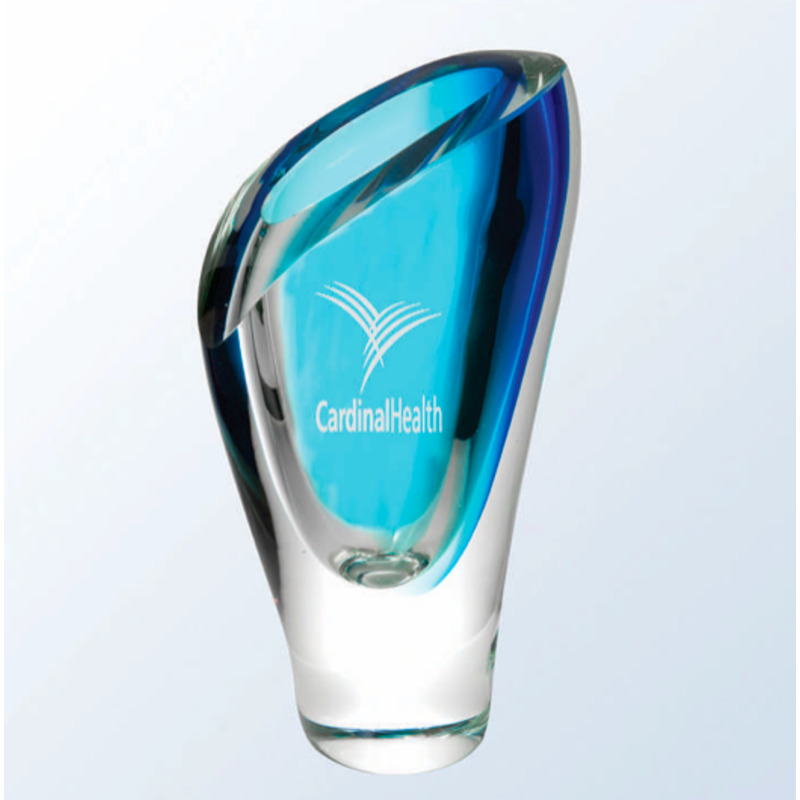 Sky Blue Art Glass Lyla Vase Personalized and Engraved