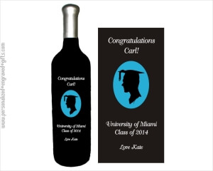 College Graduate Fellow Engraved into a Wine Bottle