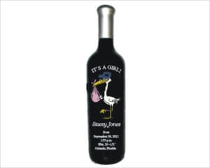 Engraved Wine Bottles - Stork 2
