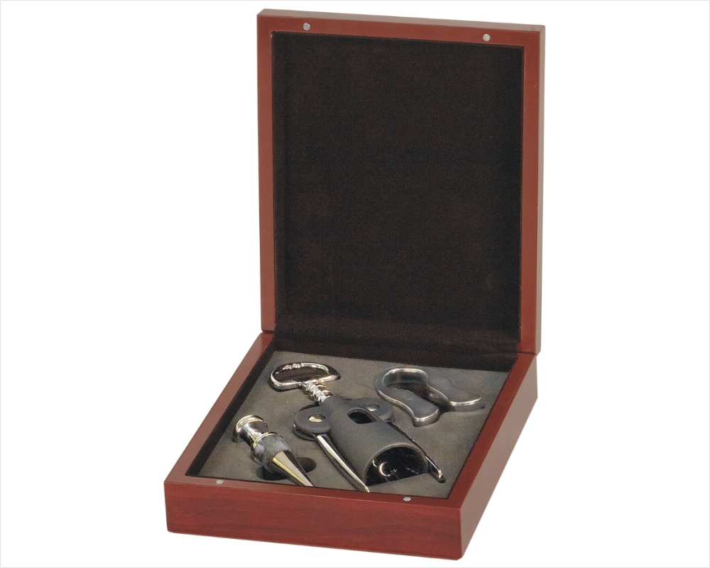 Custom Engraved Wine Corkscrew & Wine Tool 3 Piece Gift Set