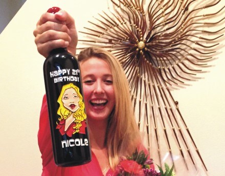 Caricature Engraved on a Wine Bottle for a Fun & Unique Gift