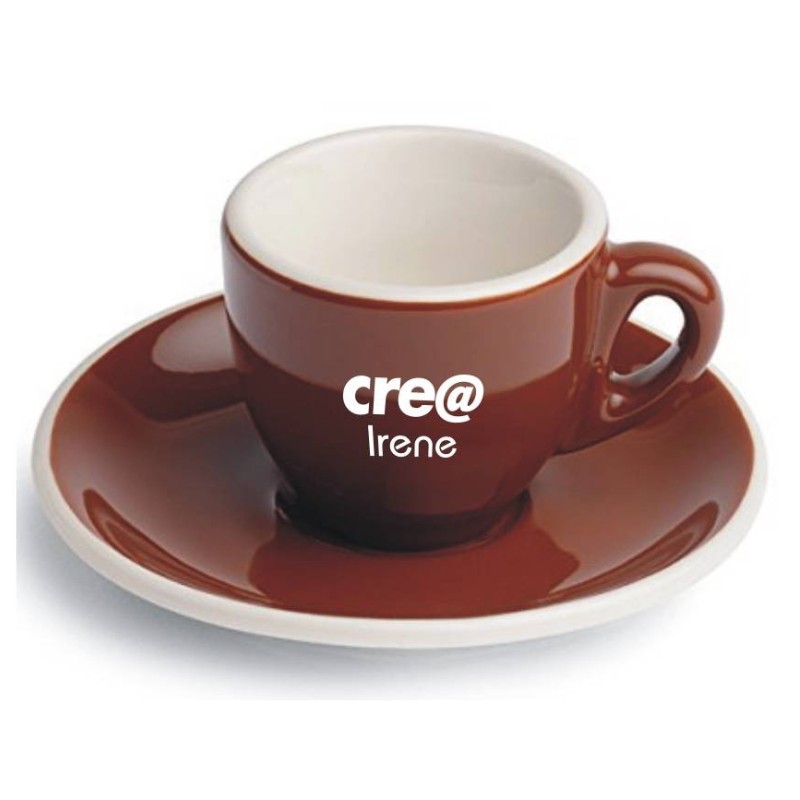 Engraved Classic Espresso Cup with Saucer Brown (Set of 4)