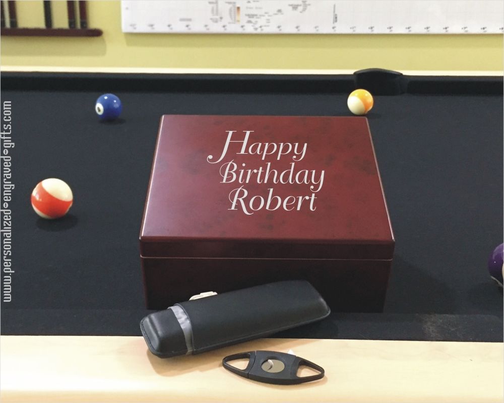 Laser Engraved Cherry Finish Humidor Gift Set Rocky Patel