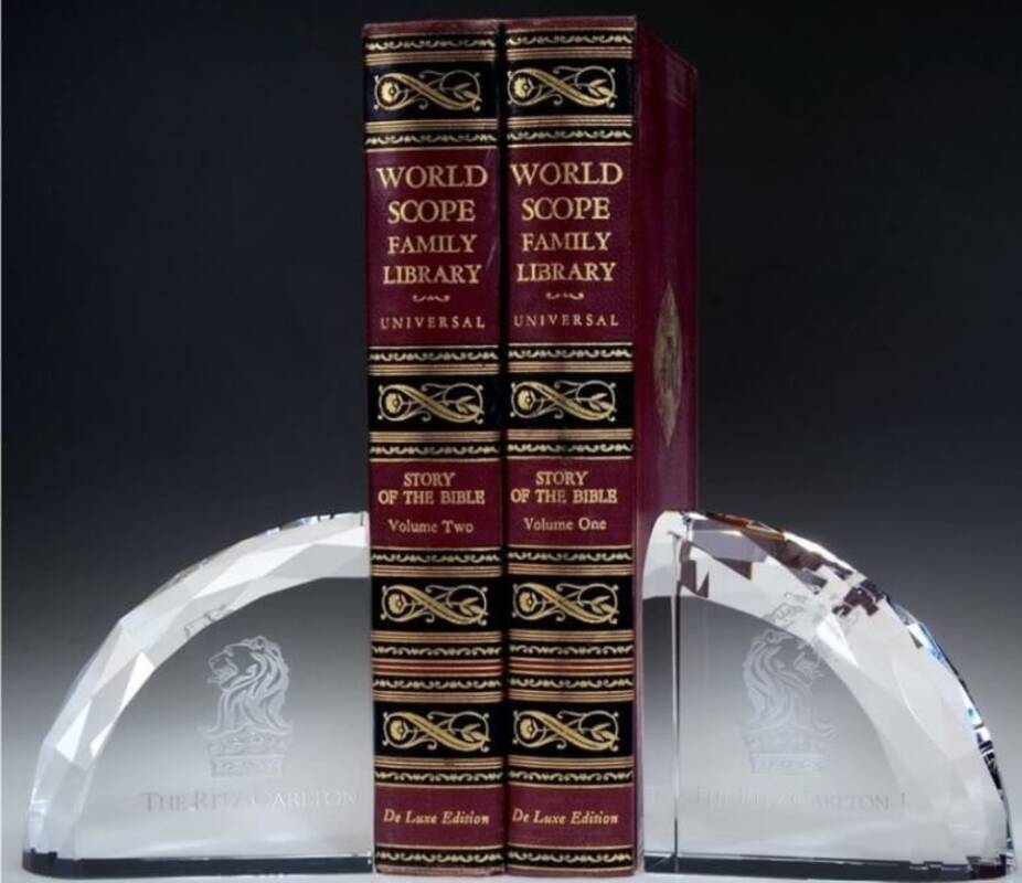 Faceted Crystal Bookends Meticulously Engraved With Your Custom Design and Words of Congratulations