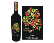 Engraved Wine Bottles - Holiday Poinsettia
