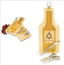 Engraved  Wooden Cheese Board Wine Bottle Shaped-Silhouette