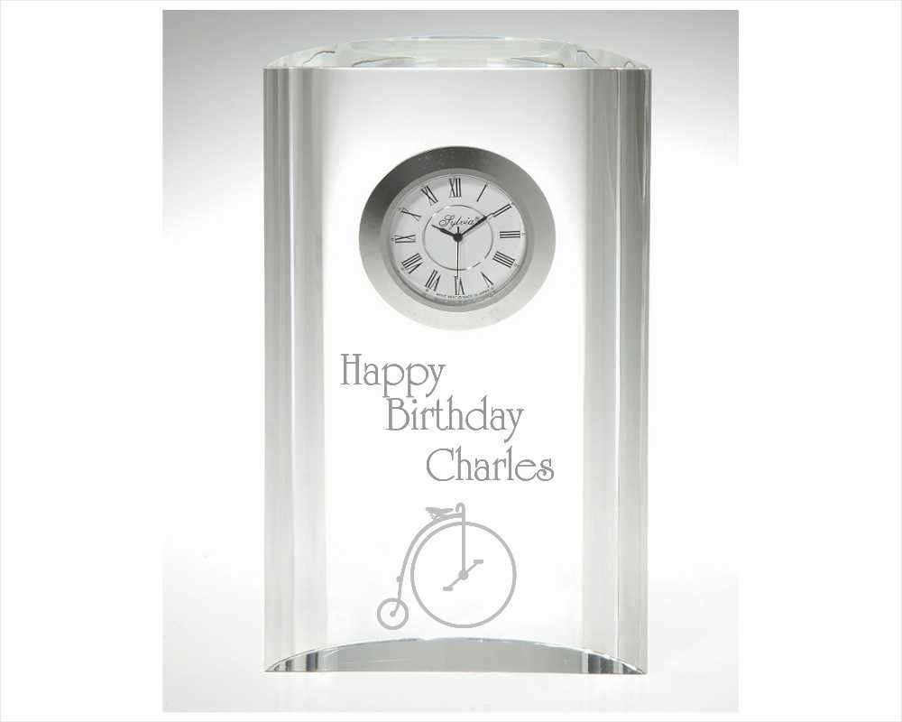 Engraved Mirage Crystal Clock with Your Personal Message
