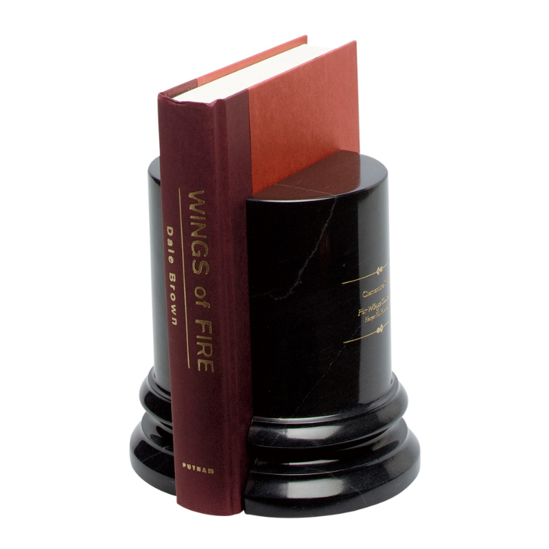 Quality Marble Column Bookends in a Rosewood Gift Box Inscribed to Recognize Success