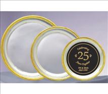 Silver Plated Presentation Plate with Gold Decorative Trim