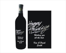 Personalized Engraved Wine Bottles - Holiday Design 3