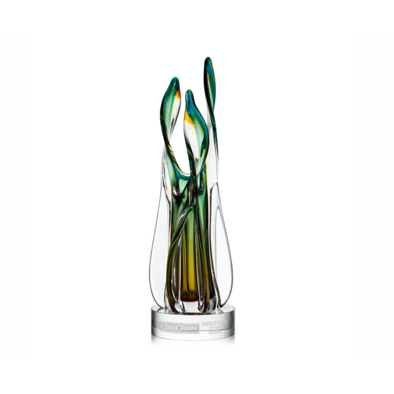 Personalized Tall Art Glass Centerpiece Award Pompeo