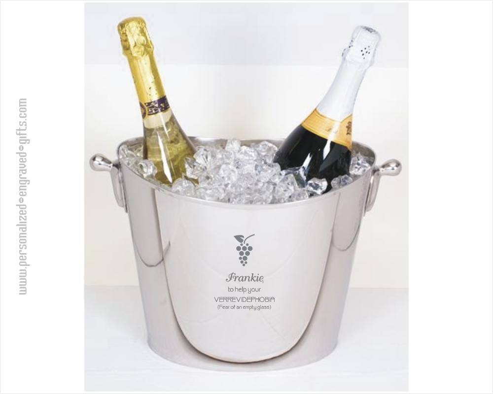 Oval Stainless Steel Champagne Cooler Custom Engraved ~ Larchmont