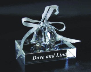 Personalized Crystal Wedding Bell Set