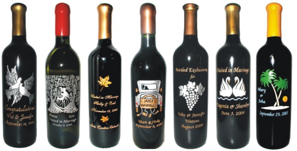 Engraved Wedding and Anniversary Wine Bottles
