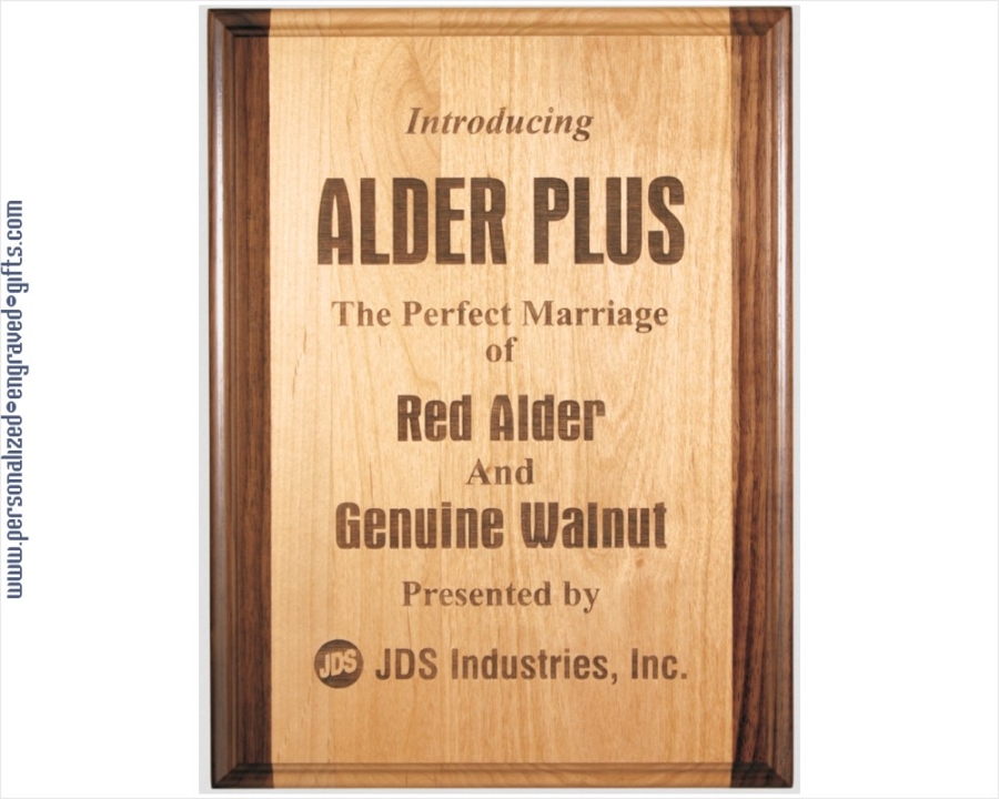 Engraved Alder and Walnut Plaque