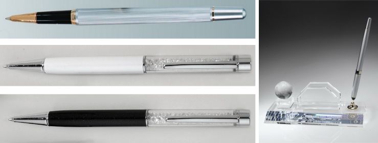 Pen Set with Globe and business card holder Crystal gift