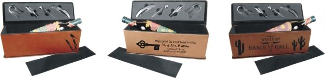 Brown Leatherette Wine Gift Boxes with Tools