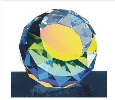 Colored Crystal Gem Cut Engraved Paperweight