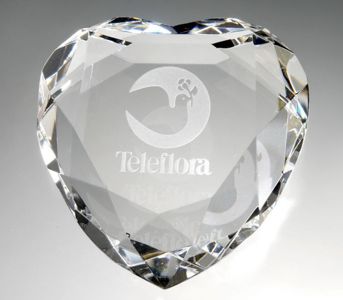 Engraved Crystal Heart Shaped Paperweight