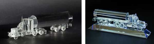 Engraved Crystal Oil Truck with Base
