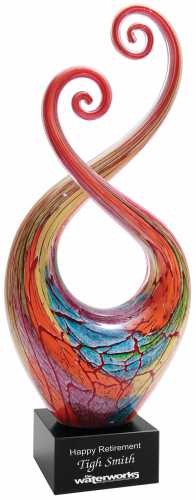 Personalized Turquoise and Orange Art Glass Award Paradiso