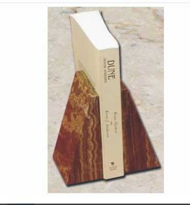 Engraved Bookends Amber Onyx Tapered Design