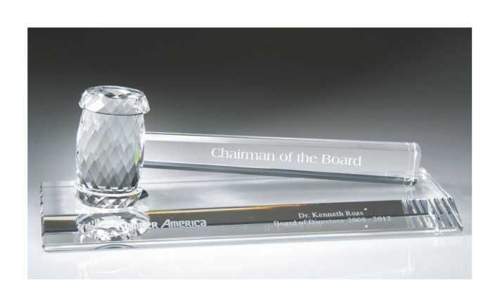 Engraved Crystal Gavel Award