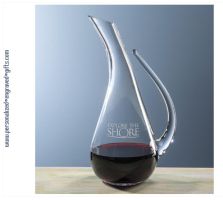 Engraved Crystal Wine Decanter with Open Handle