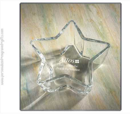 Engraved Glass 7inch Star Candy Dish