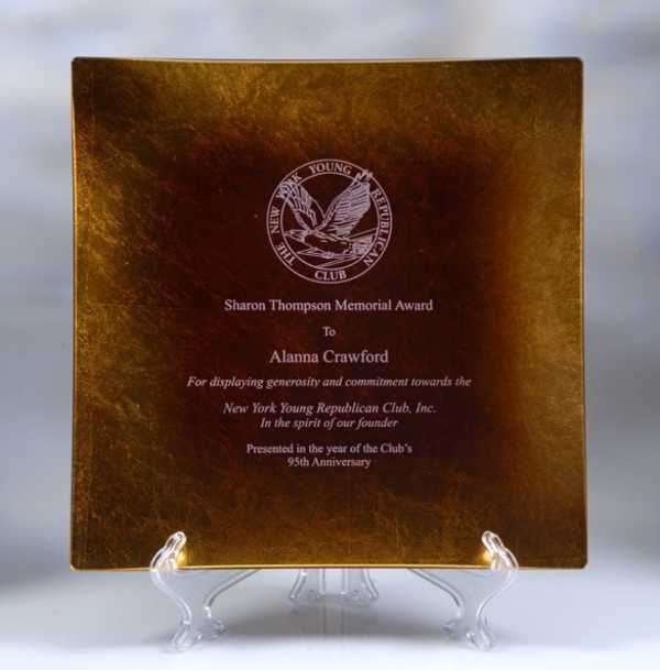 Engraved Square Gold Plate with Company Logo