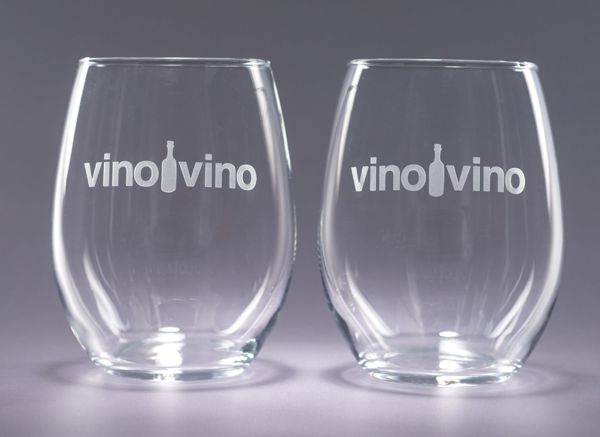 Engraved Stemless Wine Glasses Set of 2