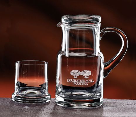 Engraved Water Pitcher with Glass Set 