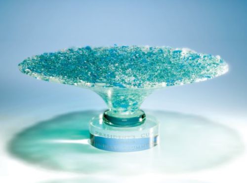 Aquamarine Art Glass Decorative Bowl
