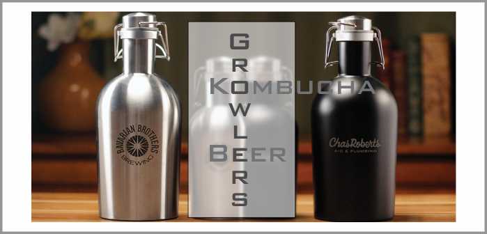 Personalized Engraved Growlers for Beer and Kombucha on Tap