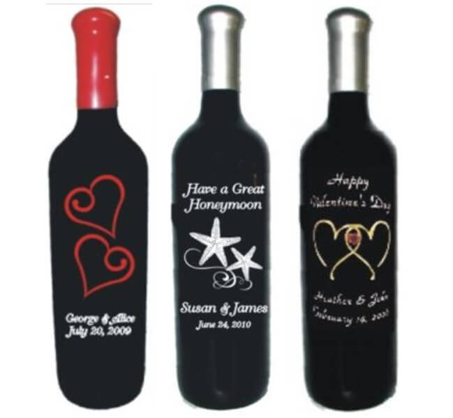 Engraved Valentine's Day Wine Bottles